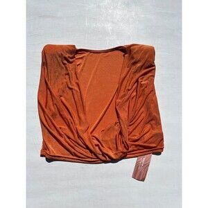 NWT SHEIN SXY Curve 2XL Rust Orange Twist Front Rushed Shimmer Crop Top Plus Siz